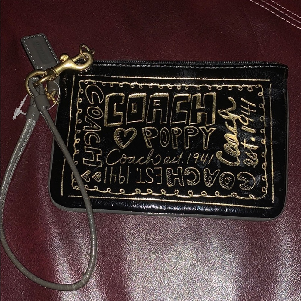 Coach poppy black small wristlet